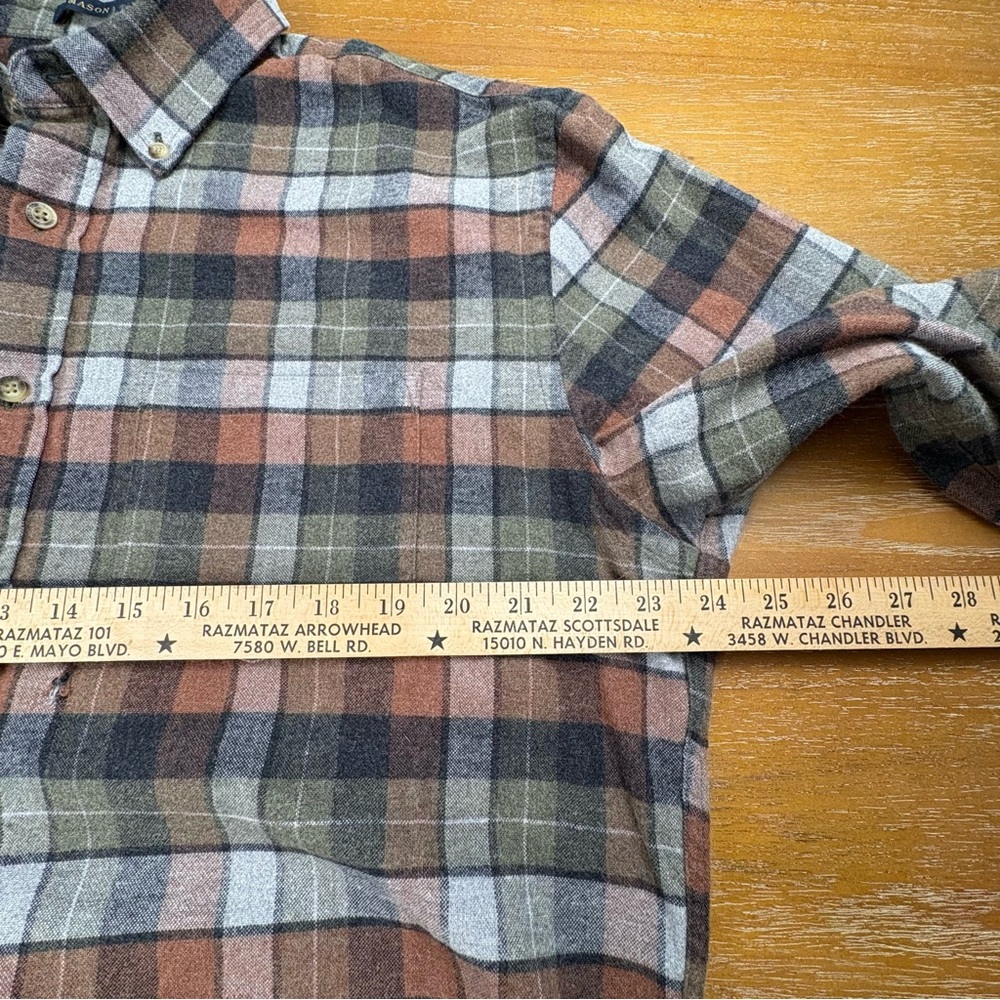 Pendleton Mason Men’s Plaid Flannel Shirt Button Down Orange Brown Cream Green - Picture 7 of 10